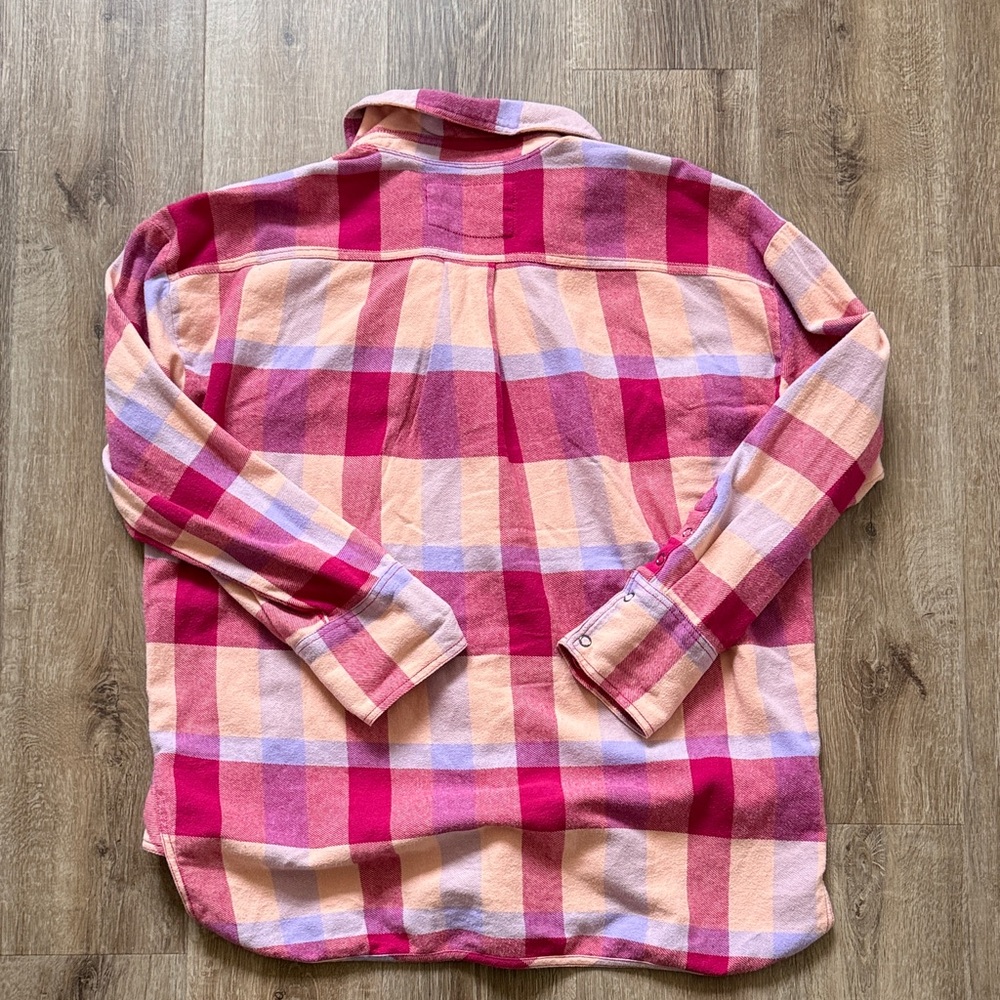 Free People Plaid Women’s Shirt in Pink, Cream and Purple - Picture 4 of 5
